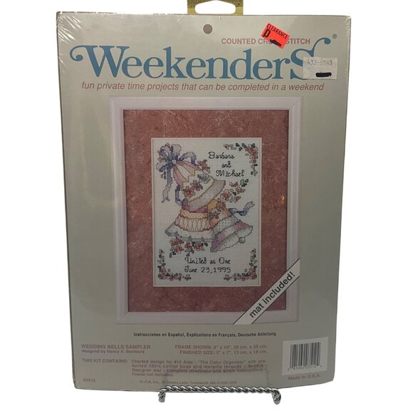 VTG 90's Weekenders Wedding Bells Sampler Cross-Stitch Kit w/Mat Cottage - Picture 1 of 6